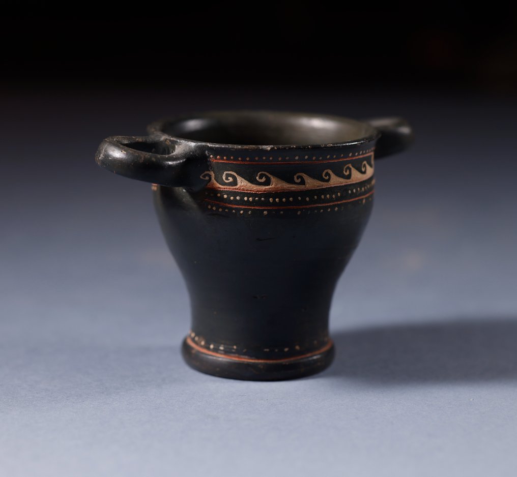 Altgriechisch Keramik verzierter Skyphos - 8.5 cm #3.2