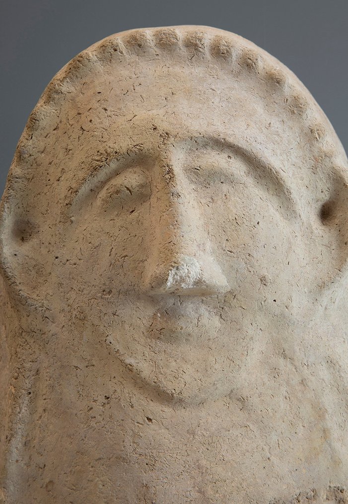 迦南人 Terracotta 女性石棺半身像。高 55 厘米。公元前 1400 年至 1300 年。带 TL 测试。西班牙出口许可证。 #2.2