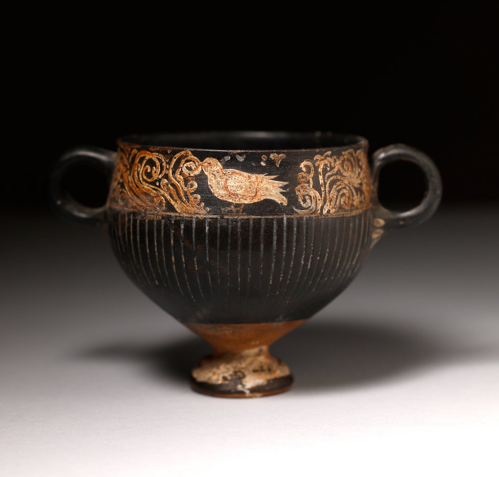 Altgriechisch Keramik verzierter Skyphos - 17 cm #1.1