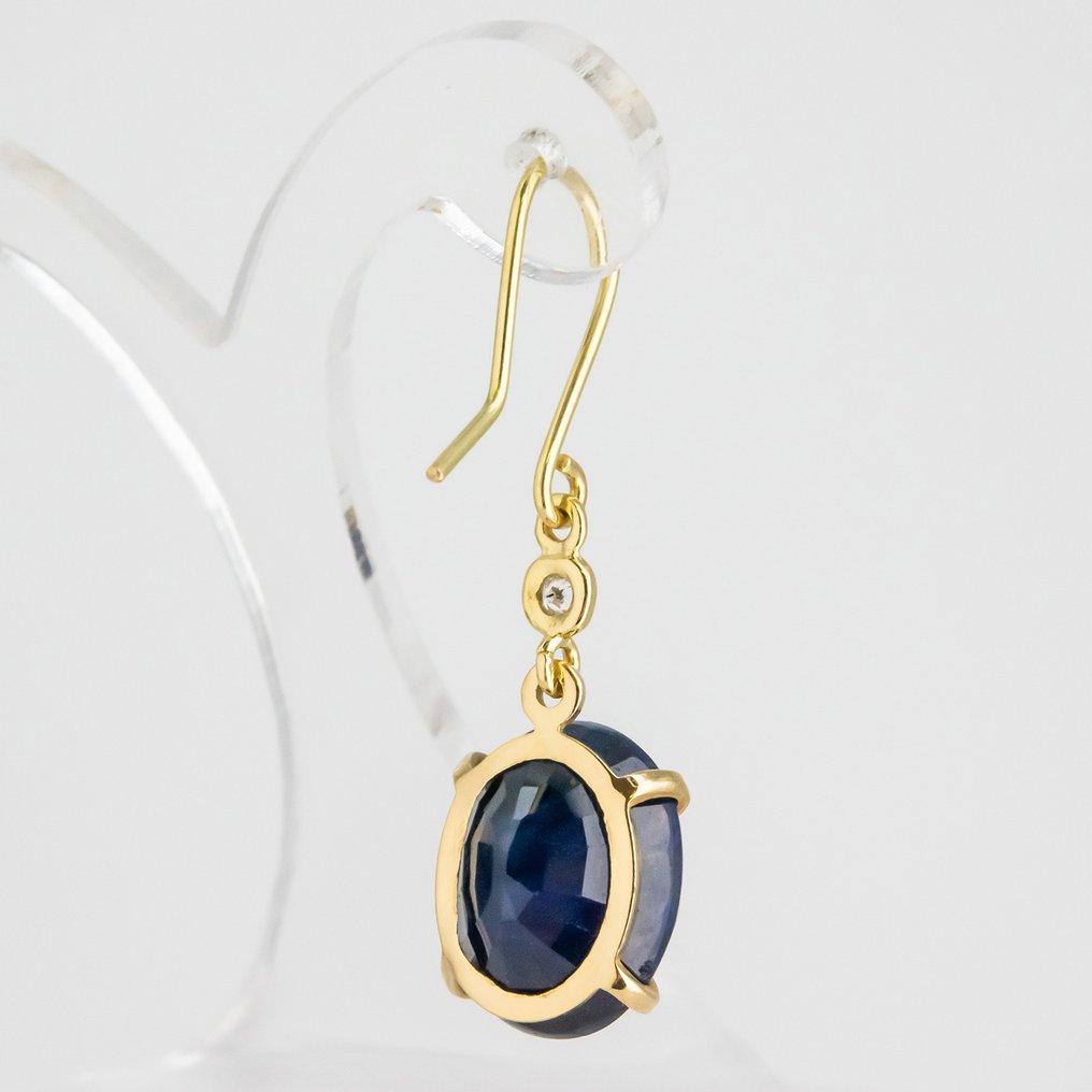 Ohrringe - 18 kt Gelbgold - 4.06ct. tw. Saphir - Diamant #2.1