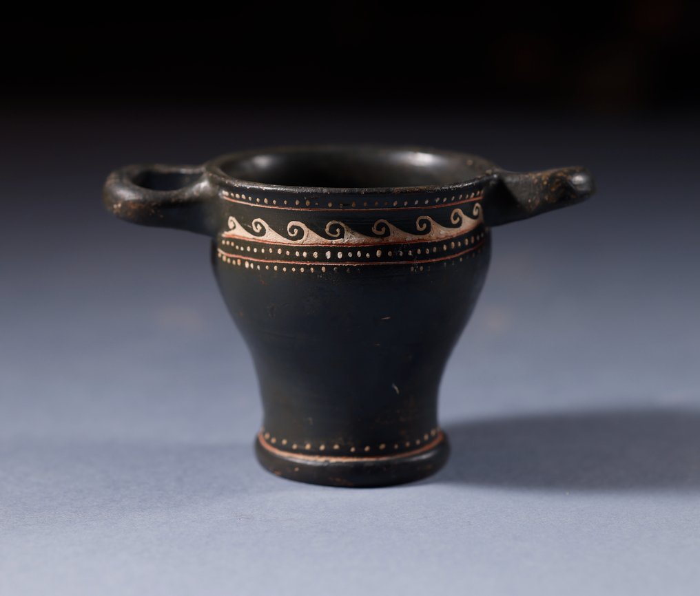 Altgriechisch Keramik verzierter Skyphos - 8.5 cm #1.1