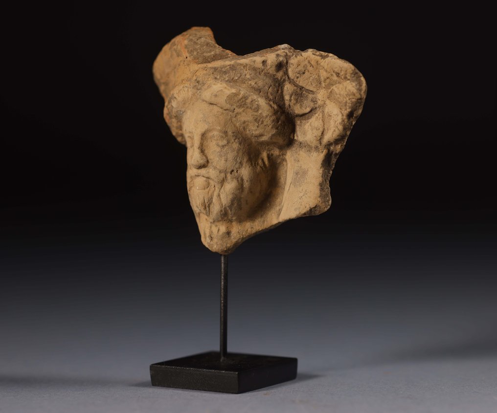 Αρχαία Ελληνική Terracotta Ελληνικό αρσενικό κεφάλι - 6.5 cm #2.2