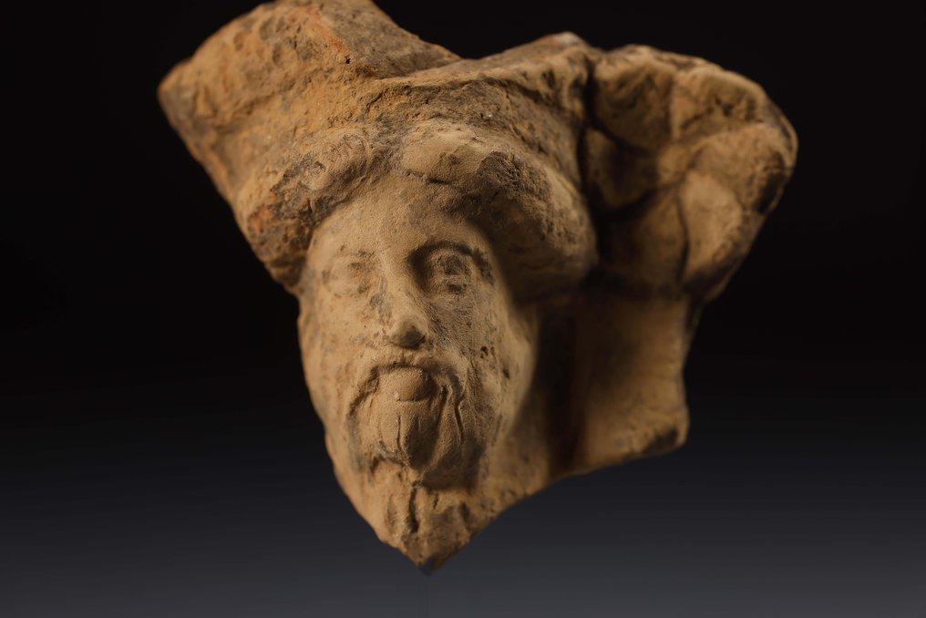 Αρχαία Ελληνική Terracotta Ελληνικό αρσενικό κεφάλι - 6.5 cm #1.1