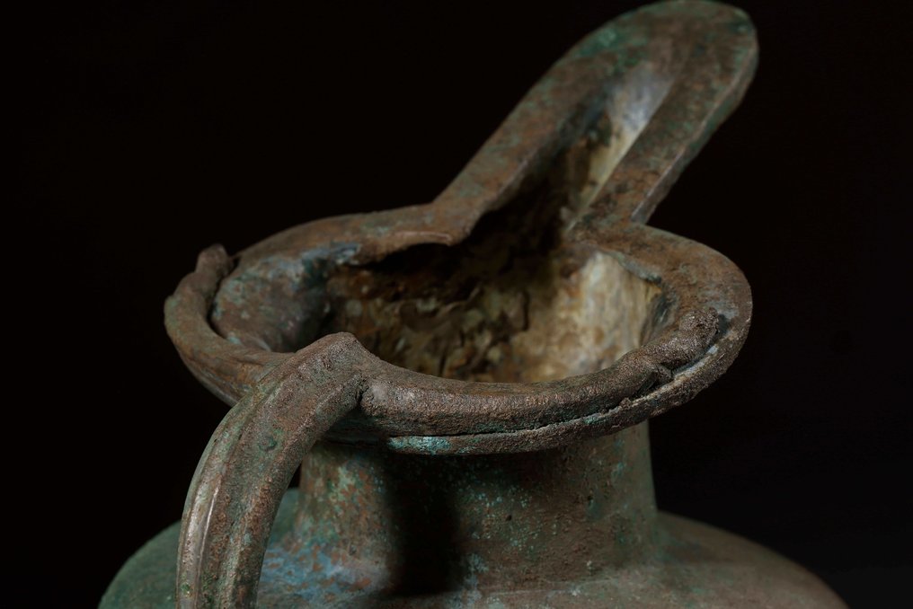 Grecia Antică Bronz Oinochoe cu mâner decorat și farfurie cu licență de export spaniolă - 22.5 cm #3.2