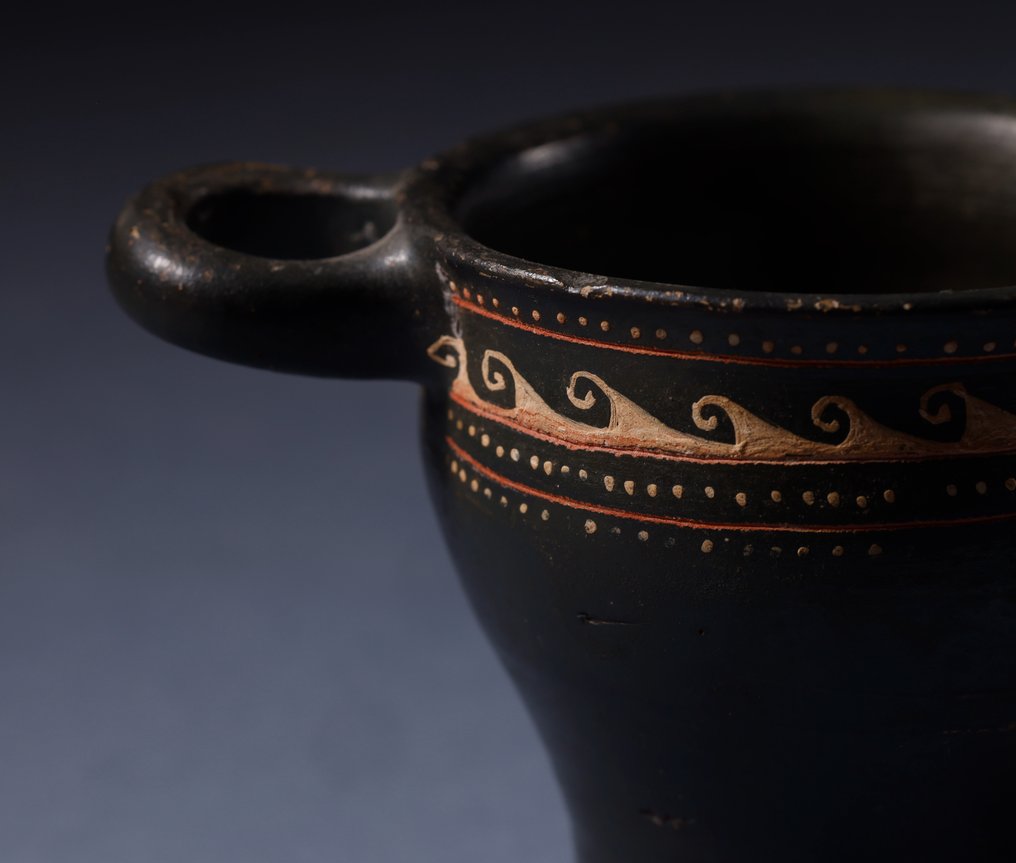 Altgriechisch Keramik verzierter Skyphos - 8.5 cm #2.2