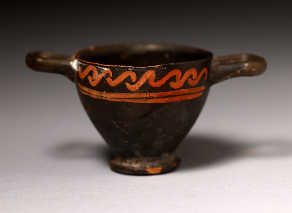 Altgriechisch Keramik verzierter Skyphos - 4.3 cm #1.1