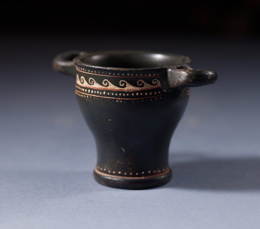 Altgriechisch Keramik verzierter Skyphos - 8.5 cm #3.1