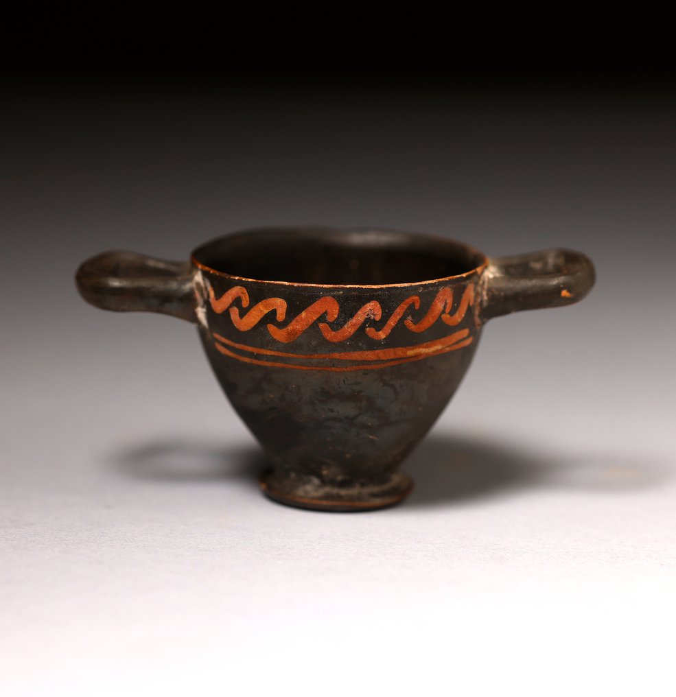 Altgriechisch Keramik verzierter Skyphos - 4.3 cm #3.2