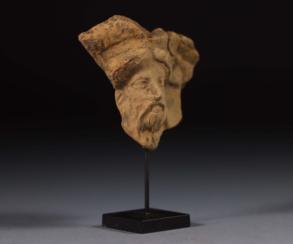 Αρχαία Ελληνική Terracotta Ελληνικό αρσενικό κεφάλι - 6.5 cm #3.1