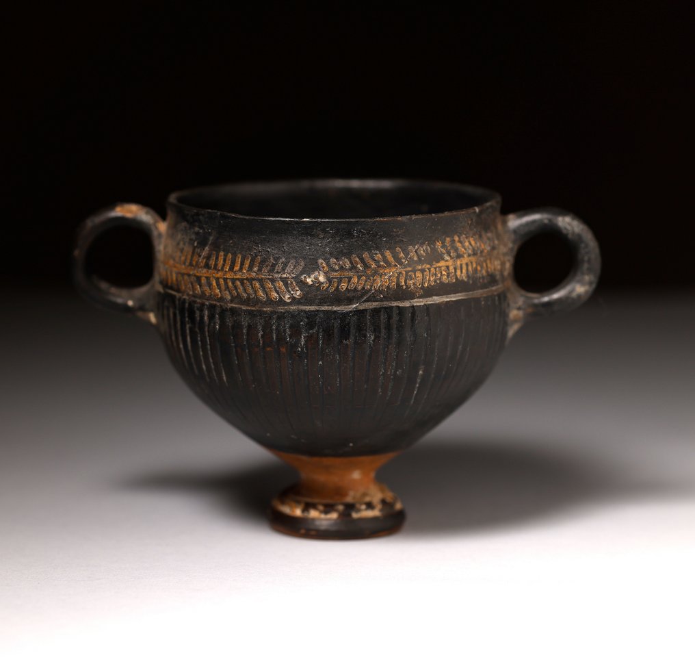 Altgriechisch Keramik verzierter Skyphos - 17 cm #1.2