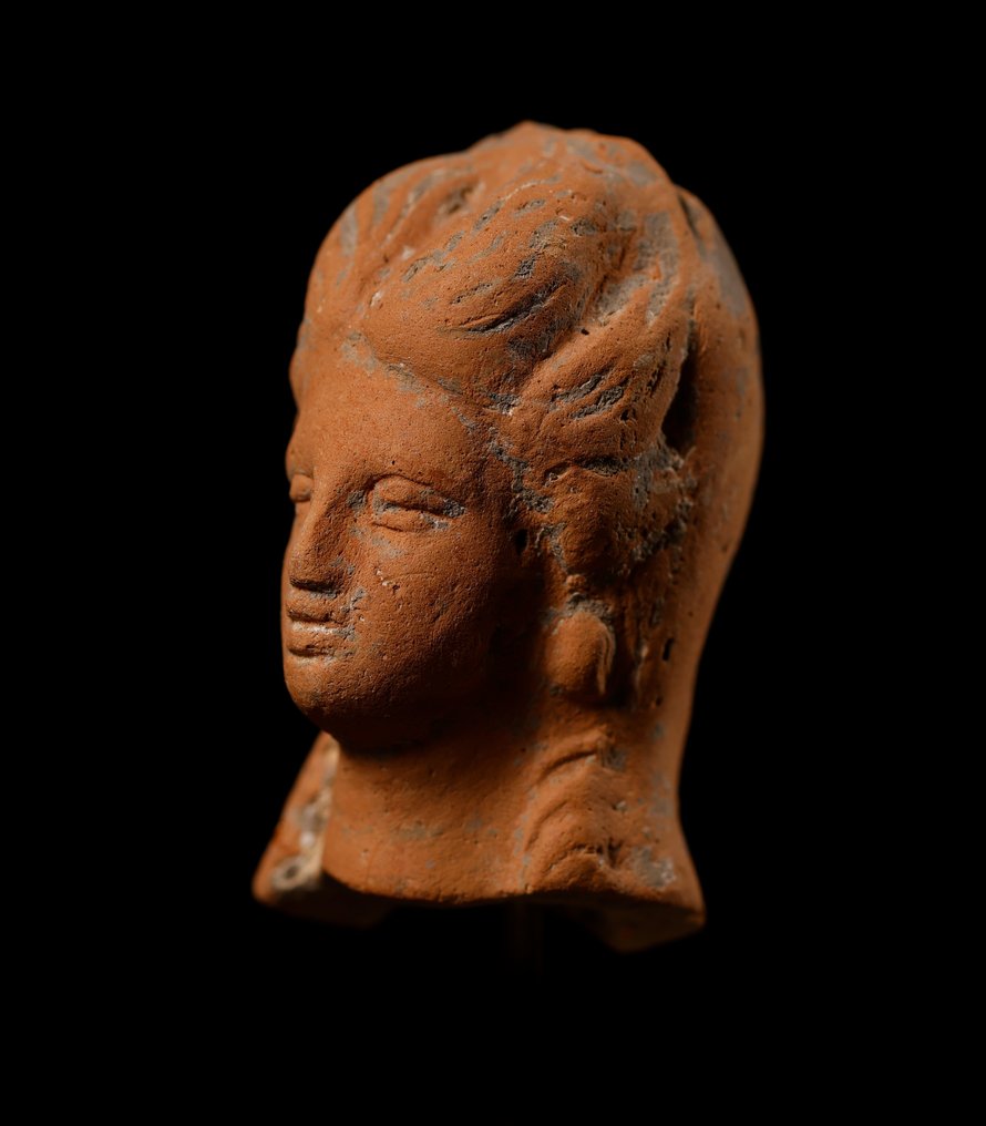 Oldtidens Grækenland Keramik Kvindelig hoved - 5 cm #1.1