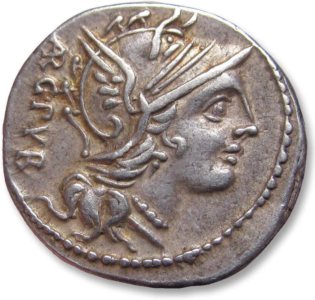 Roman Republic. L. Sentius C.f., 101 BC. Denarius Rome mint - control letter K on reverse - perfectly centered #1.1