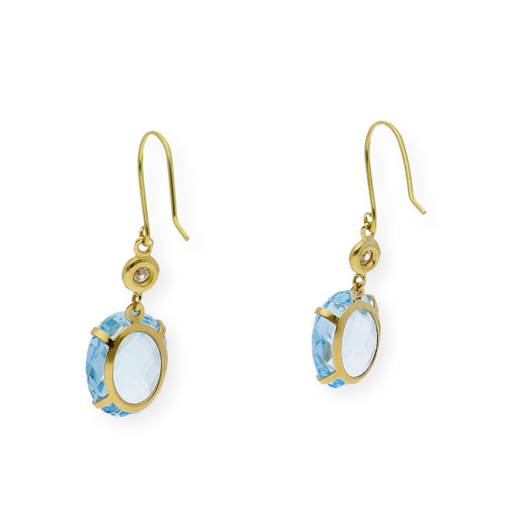 耳環 - 18 克拉 黃金 -  6.05ct. tw. 黃玉 - 鉆石 #4.3