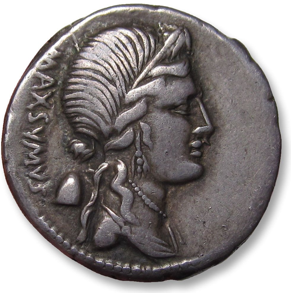 羅馬共和國. C.Egnatius Cn F Cn N Maxsumus, 75 BC. Denarius Rome mint - beautifully toned - #1.1