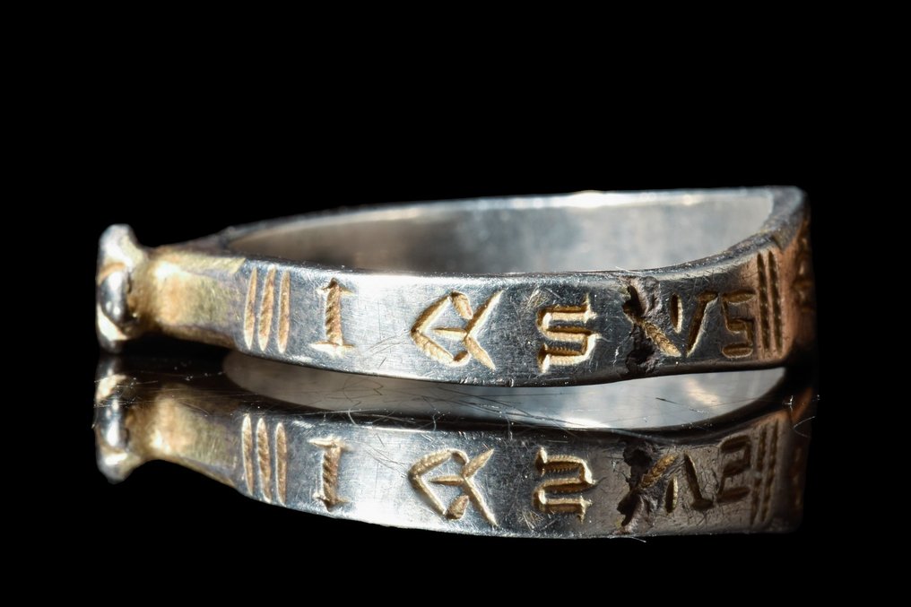 Középkori Aranyozott ezüst Kengyel zarándokgyűrű - 20 mm #2.2