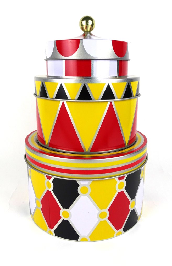 Alessi - Marcel Wanders - Container (3) - ''Circus'' - Set of three all-purpose boxes in tinplate with decoration #1.0