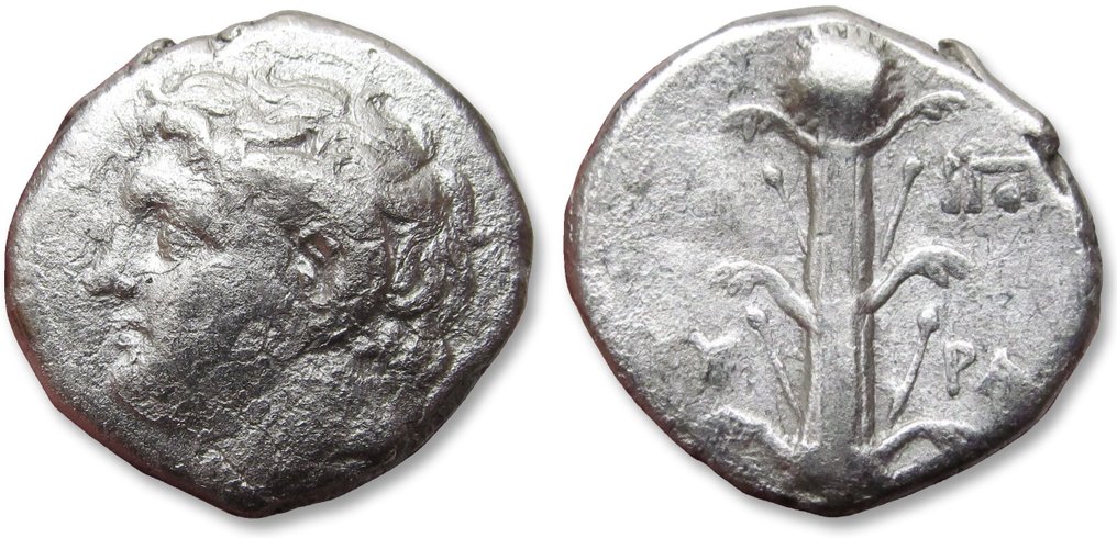 Cyrenaika, Kyrene. Time of Magas. Didrachm circa 294-275 B.C. - variety with single monogram symbol on reverse - #2.1