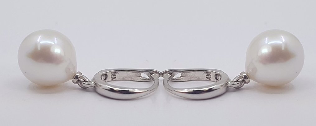 Σκουλαρίκια - 14 καράτια Λευκός χρυσός - Μαργαριτάρια Edison Pearls 10x11mm #4.3