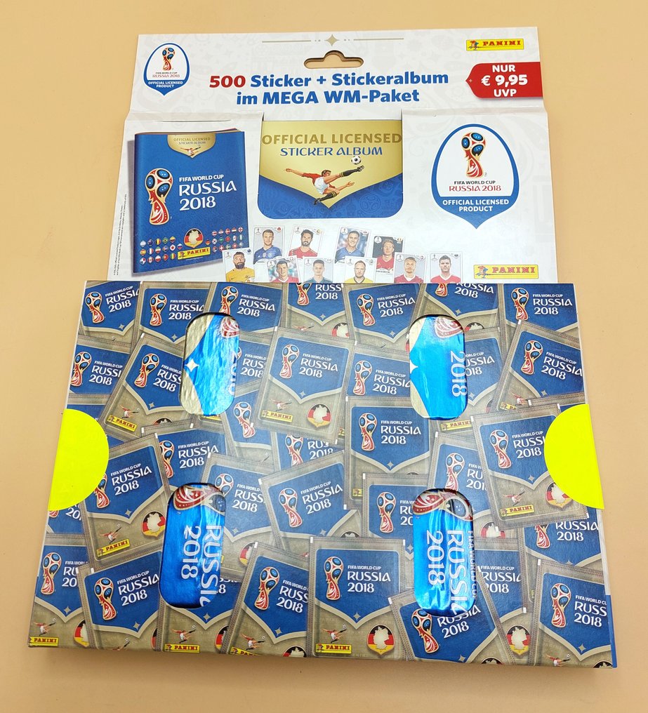 帕尼尼 Russia 2018 World Cup 莱昂内尔·梅西, 克里斯蒂亚诺·罗纳尔多 原版, Mega WM-Pack (Empty album + 100 packets) - FREE shipping! Sealed deck - 全新(M) #1.0