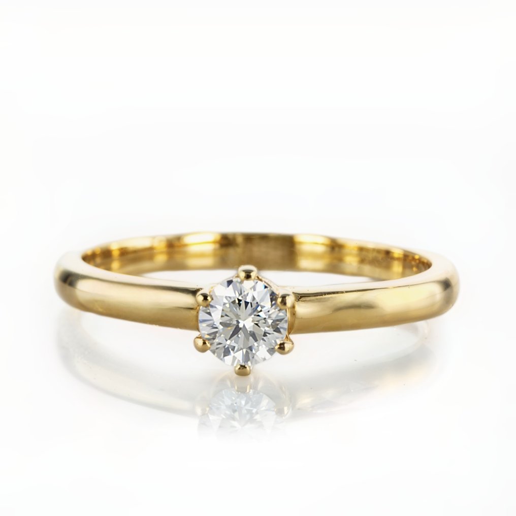 Engagement ring - 14 kt. Yellow gold -  0.31ct. tw. Diamond  (Natural) #1.2