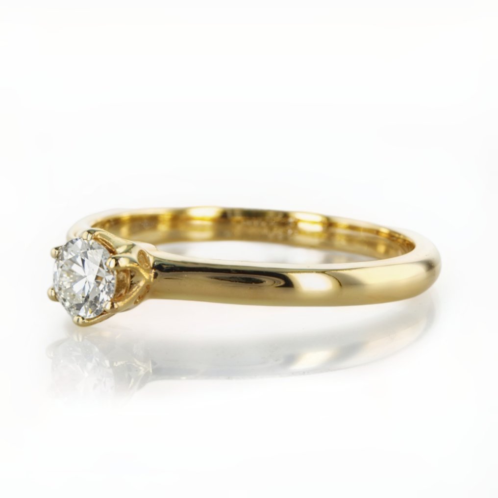 Engagement ring - 14 kt. Yellow gold -  0.31ct. tw. Diamond  (Natural) #1.1