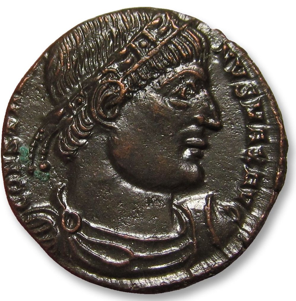 Römisches Reich. Constantine I (306-337 n.u.Z.). Follis Arelate (Arles) mint, 1st officina - mintmark PCONST + palm - circa 332-333 A.D. #1.1