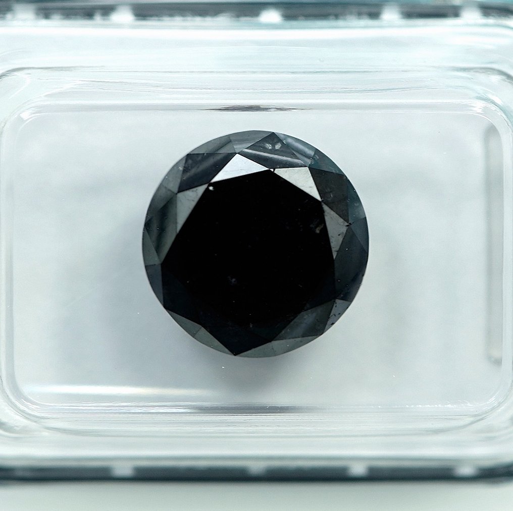 1 pcs Διαμάντι (Επεξεργασμένου χρώματος) - 4.72 ct - Στρογγυλό Μαύρο - Δεν προσδιορίζεται στην εργαστηριακή έκθεση - International Gemological Institute (IGI) #4.3