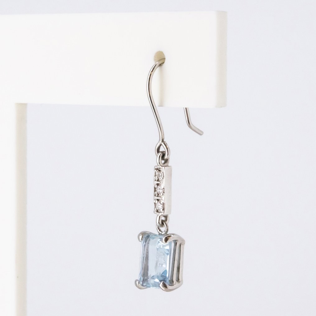 耳环 - 18K包金 白金 黄宝石 - 钻石 #3.2