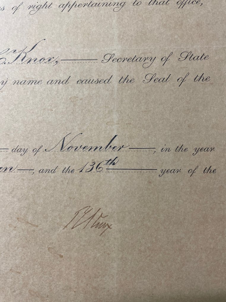 U.S. - Document - Ernennungsurkunde Vizekonsul USA 1911, Ph. Knox - 1911 #1.0