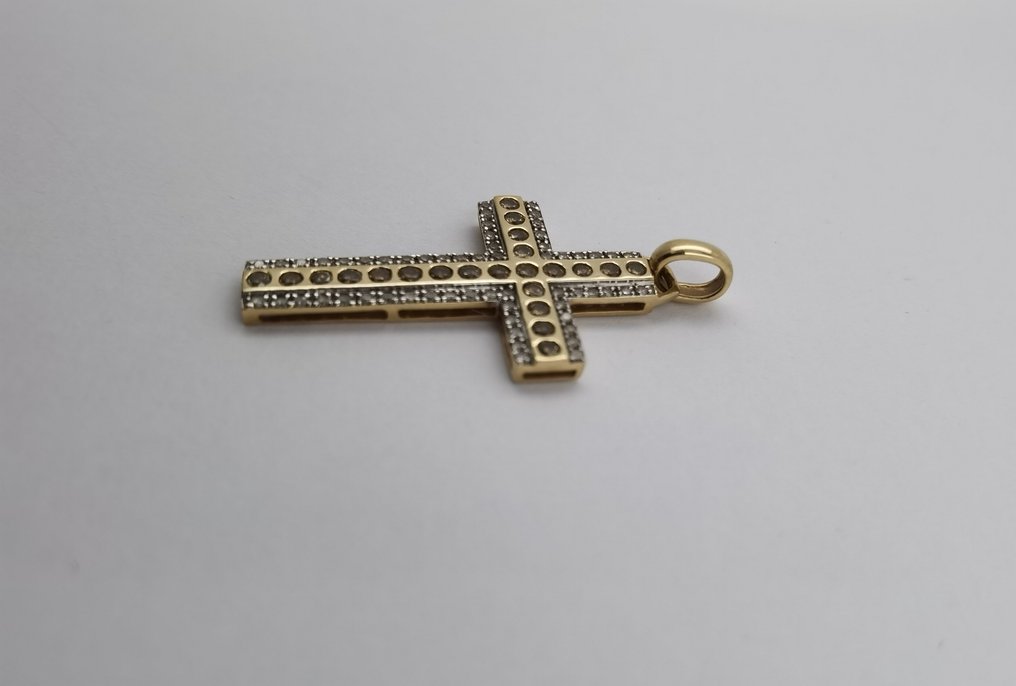 十字架吊墜 - 14 克拉 白金, 黃金 鉆石  (天然) - 鉆石  #2.1
