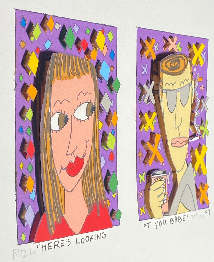 James Rizzi (1950-2011) - Here's looking at you Babe, handsigniertes original 3D Werk #4.3