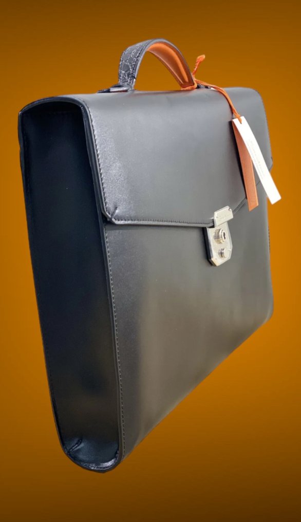 Santoni - Bag croco and leather Professional Man Santoni Black Leather Luxury Work Bag Santoni Limited Icon - Τσάντα #2.1