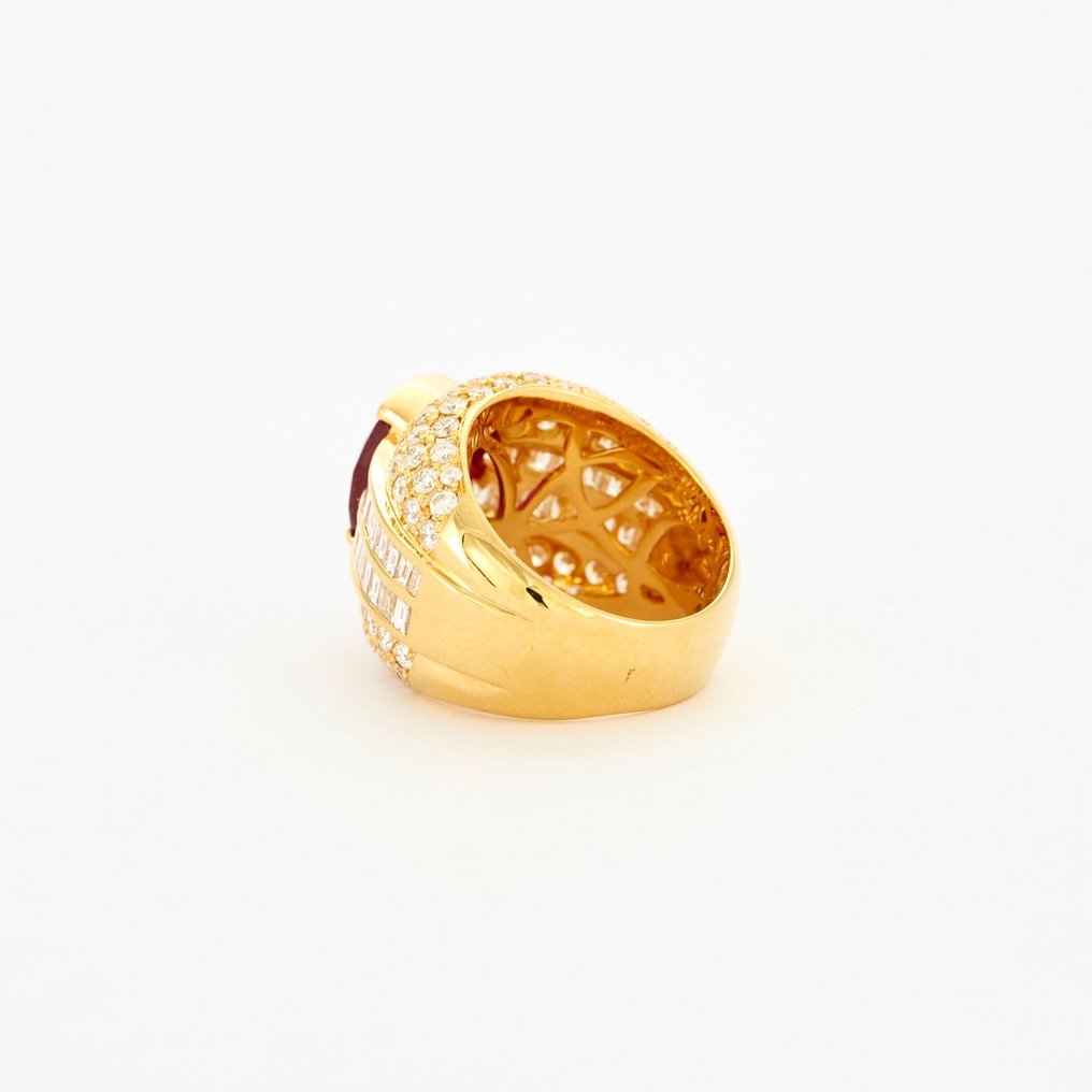 Pierścionek Białe złoto Rubin - Diament #3.2