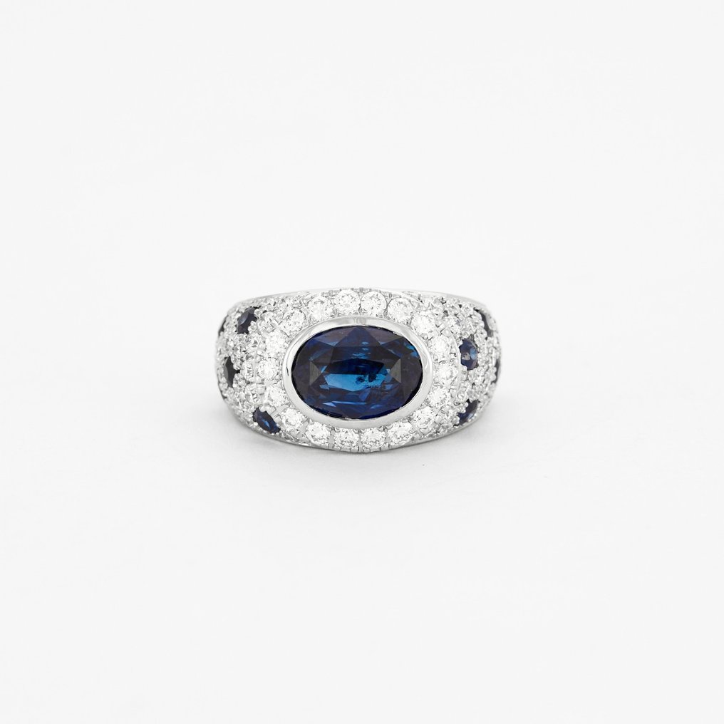 Ring Platina Saffier - Diamant #1.1