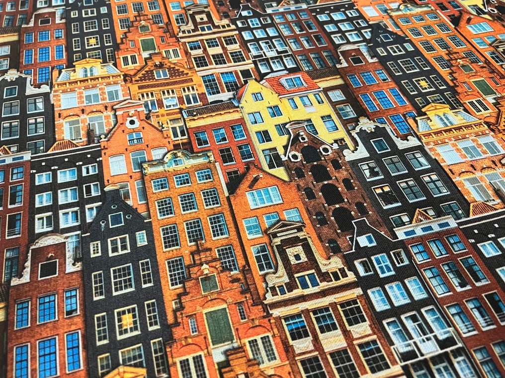 Țesătură rară și exclusivă din bumbac cu tematică Dutch Buildings - Țesătură tapițerie  - 300 cm - 280 cm #3.1
