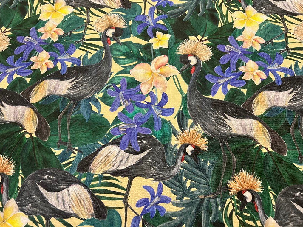 Tissu en coton design Oiseaux et Fleurs rare et exclusif - Tissu d’ameublement  - 300 cm - 280 cm #1.1