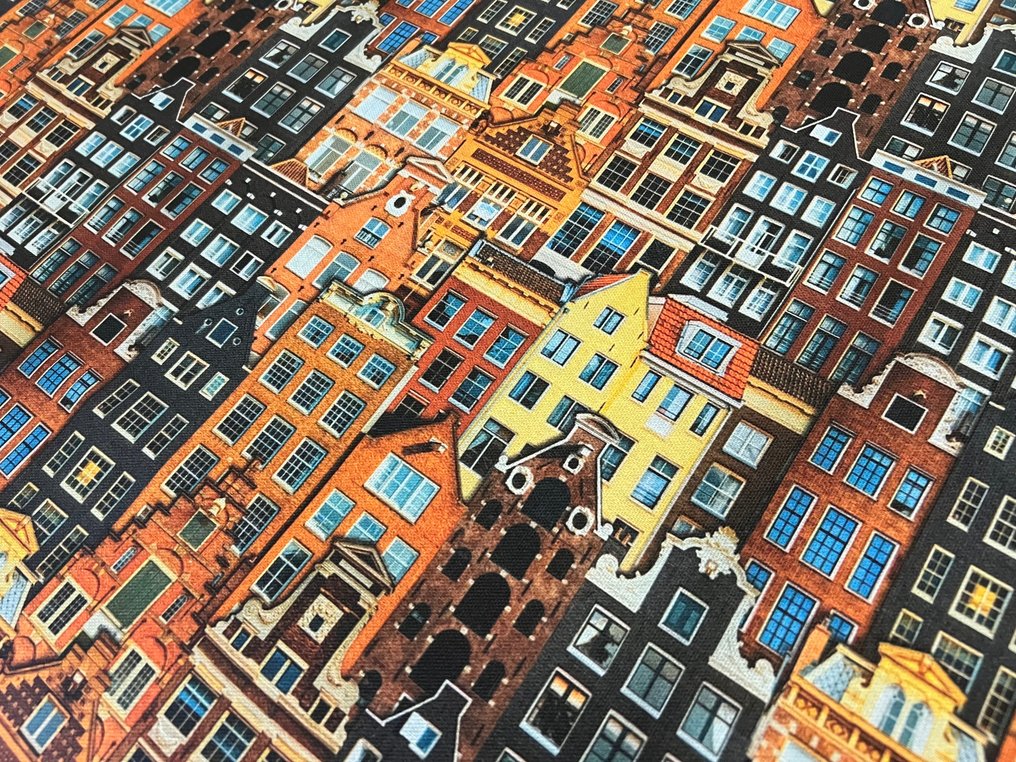 Țesătură rară și exclusivă din bumbac cu tematică Dutch Buildings - Țesătură tapițerie  - 300 cm - 280 cm #2.2