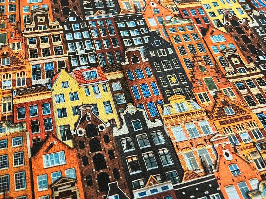 Țesătură rară și exclusivă din bumbac cu tematică Dutch Buildings - Țesătură tapițerie  - 300 cm - 280 cm #2.1