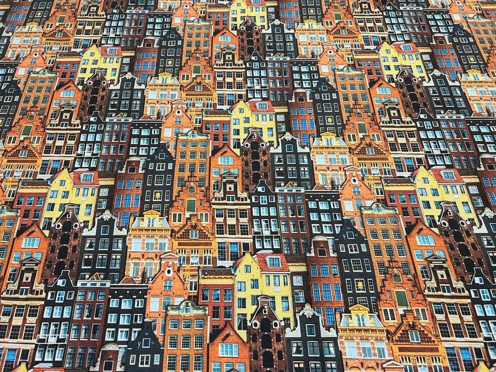 Țesătură rară și exclusivă din bumbac cu tematică Dutch Buildings - Țesătură tapițerie  - 300 cm - 280 cm #3.2