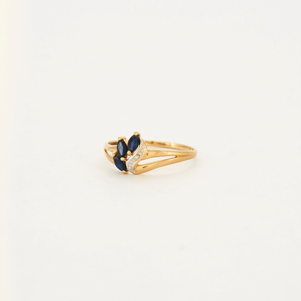 Δαχτυλίδι - 18 καράτια Λευκός χρυσός Ζαφείρι - Διαμάντι #1.2