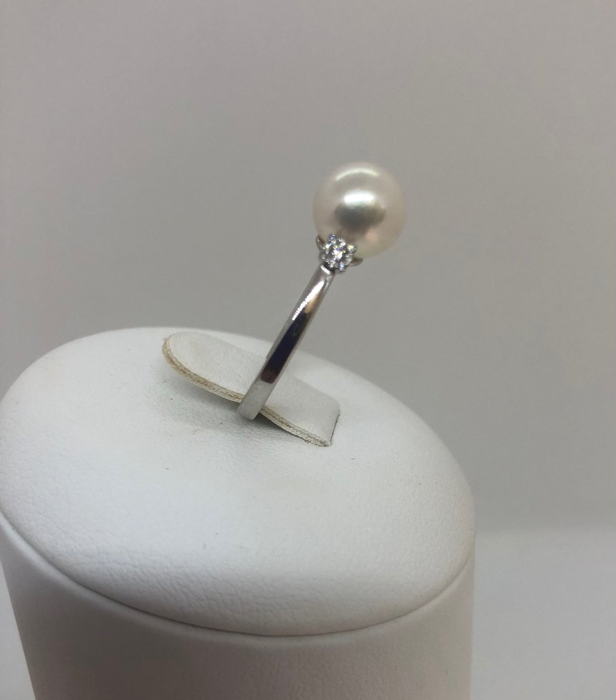 Anillo Perla de Akoya - Oro blanco 18K - Diamante #2.3