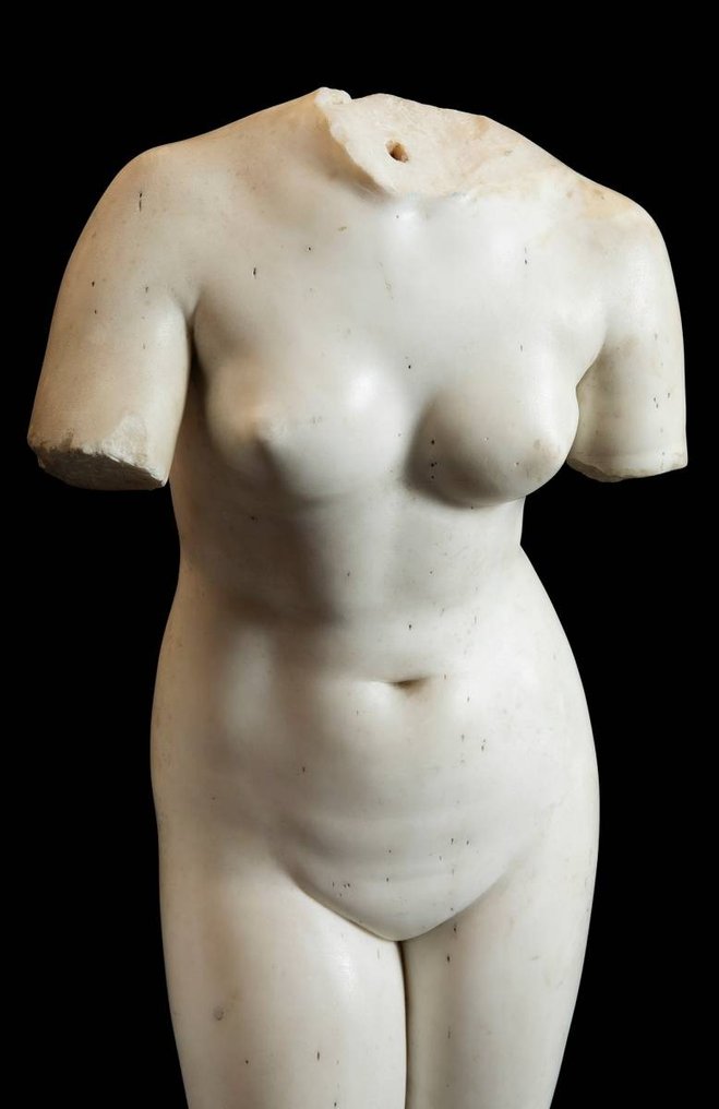 Ókori római Márvány Venus pudica törzse. MESTERMŰ. 68,5 cm. magasság. szakmai jelentéssel és spanyol exporttal #1.2