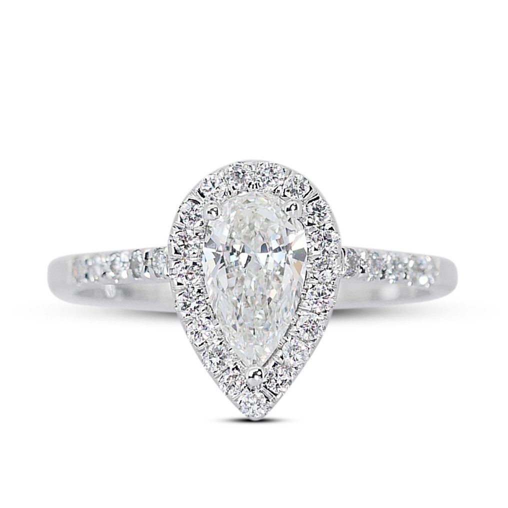 Anel - 18 K Ouro branco -  1.04ct. tw. Diamante  (Natural) - Diamante #1.1