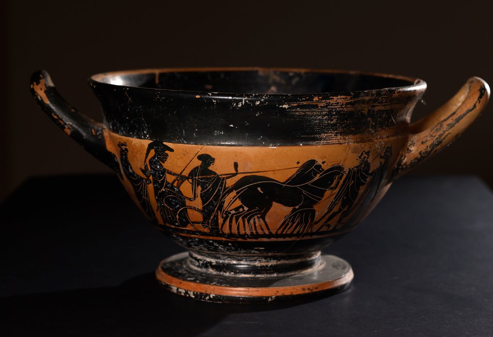 Grecia Antică Ceramică Attic Skyphos cu test TL. - 15.5 cm #2.2