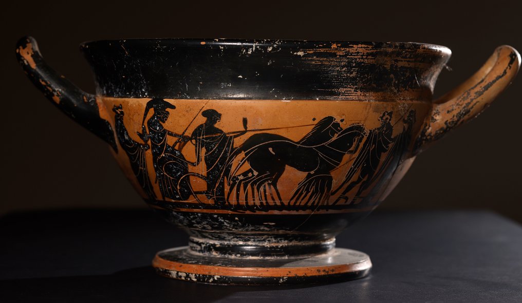 Grecia Antică Ceramică Attic Skyphos cu test TL. - 15.5 cm #2.1