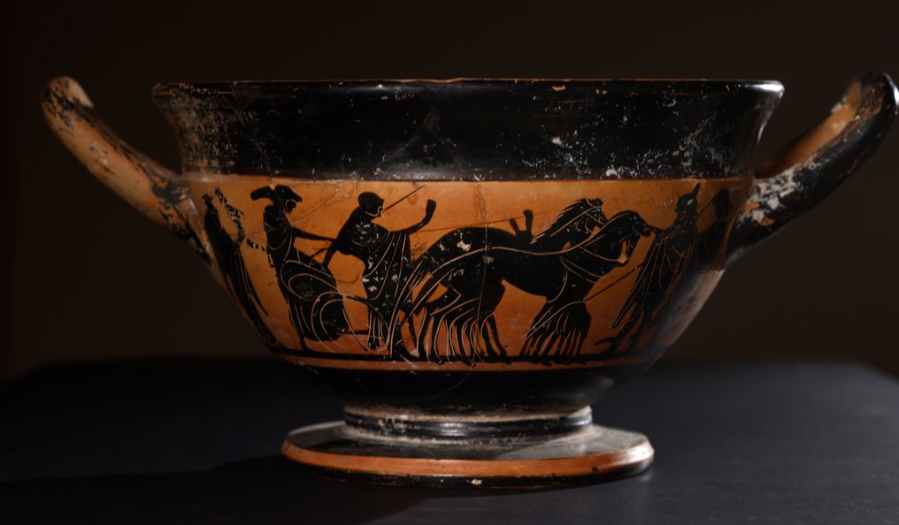 Grecia Antică Ceramică Attic Skyphos cu test TL. - 15.5 cm #1.1