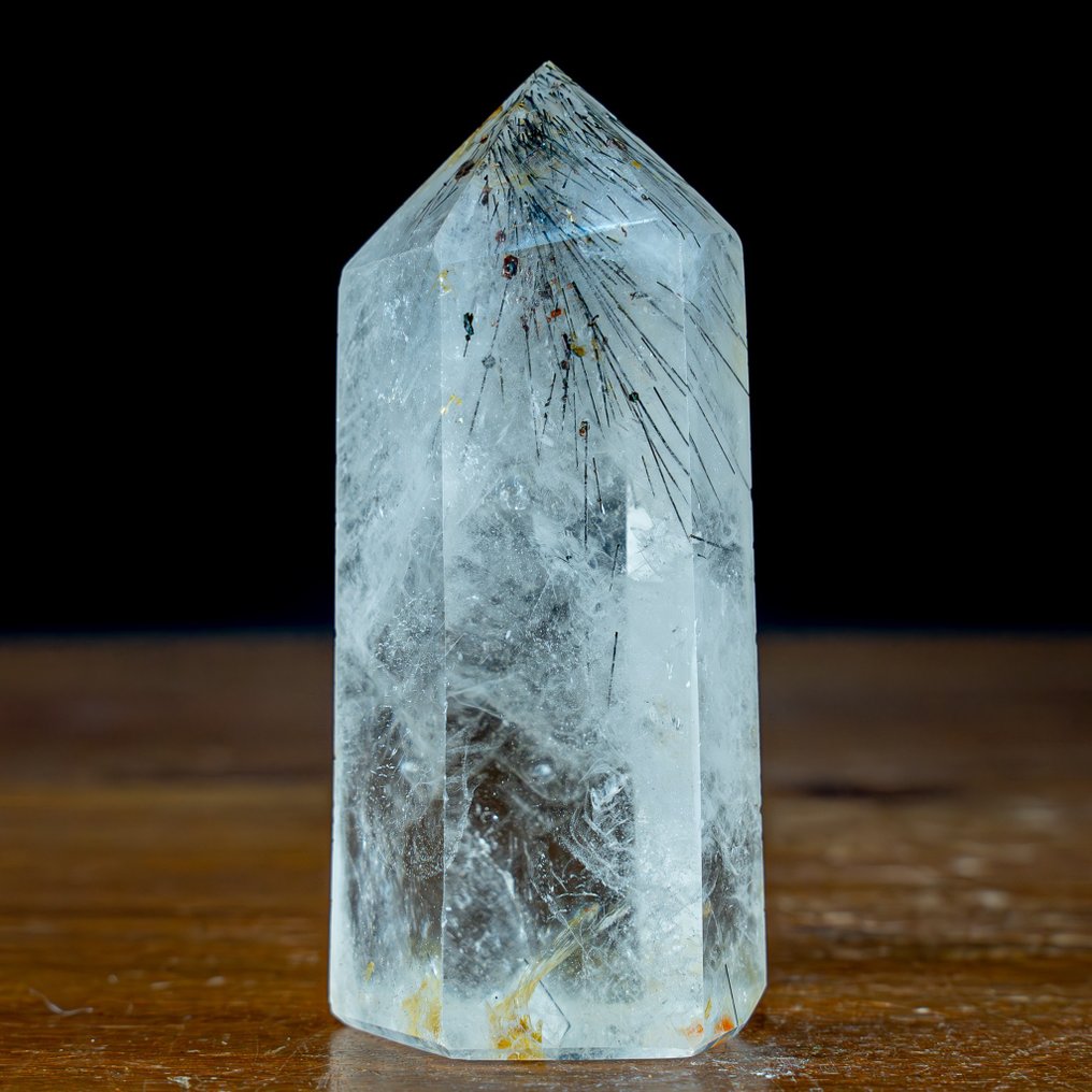 Tourmaline verte naturelle rare et quartz clair Obélisque- 296.75 g #2.1