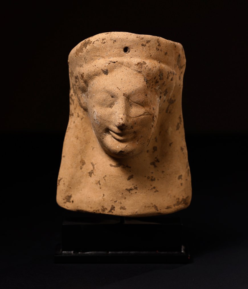 Αρχαία Ελληνική Terracotta Γυναικεία Αναθηματική Κεφαλή - 12.5 cm #2.1