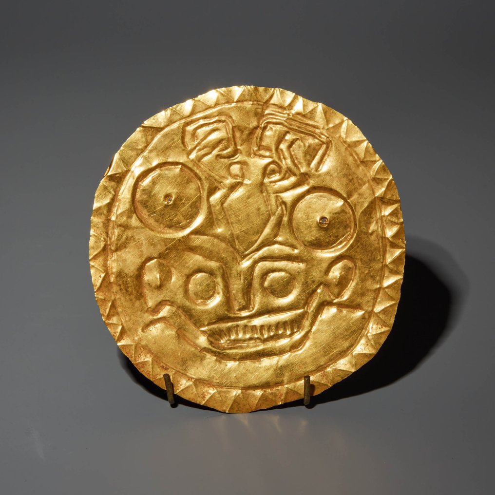 Diquis - Chiriqui, Costa Rica Gold Rabatt. 700-1550 n. Chr. 8,5 cm. Spanische Importlizenz. #1.1