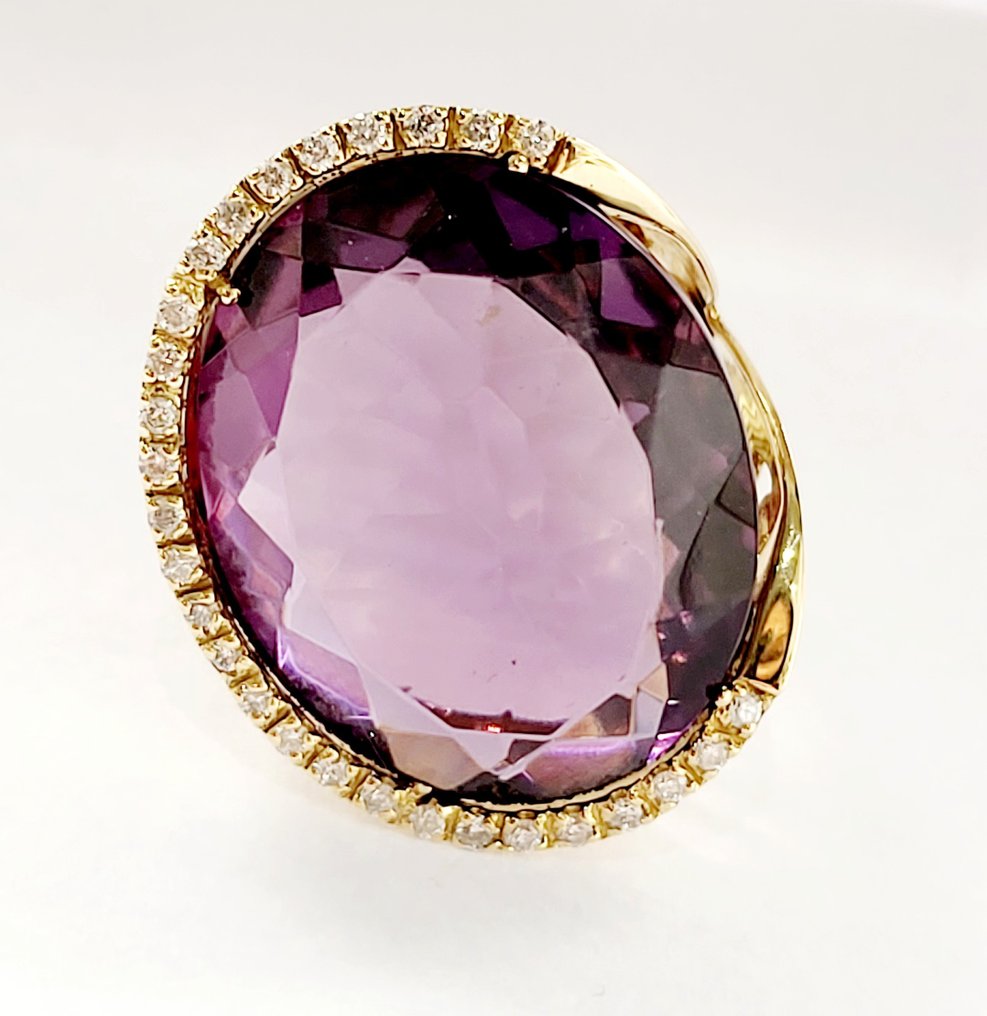 戒指 - 18K包金 黄金 紫水晶 - 钻石 #1.2